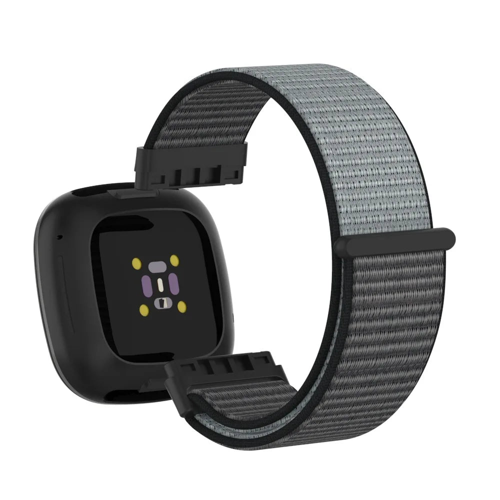 Gray / Black Fitbit Versa 4, Versa 3, Sense 2 and Sense Nylon Sport Loop Band