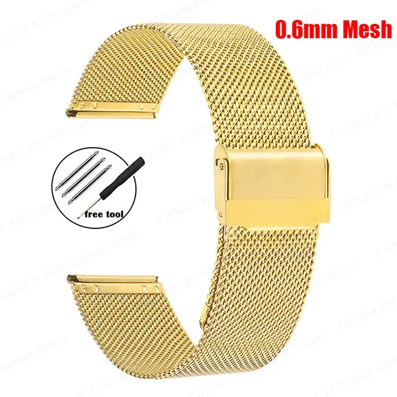 Samsung Galaxy Watch Milanese Mesh Clasp Band in 0.6mm Mesh / Gold
