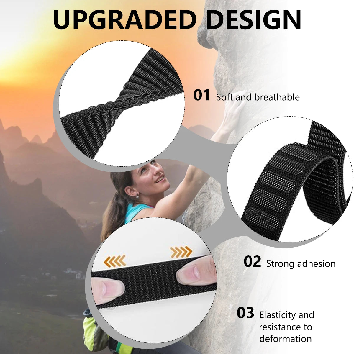 Garmin QuickFit Nylon Loop Band - Solid and Camo nylon texture and hook-and-loop fastening details