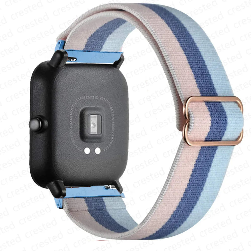 Adjustable Nylon Loop Band for Polar – Pink / Blue Stripes