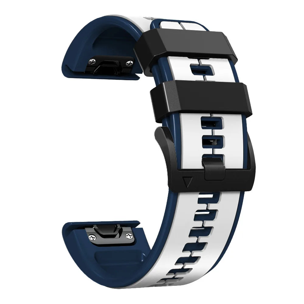 Garmin QuickFit Contrast-Panel Silicone Band in White / Navy
