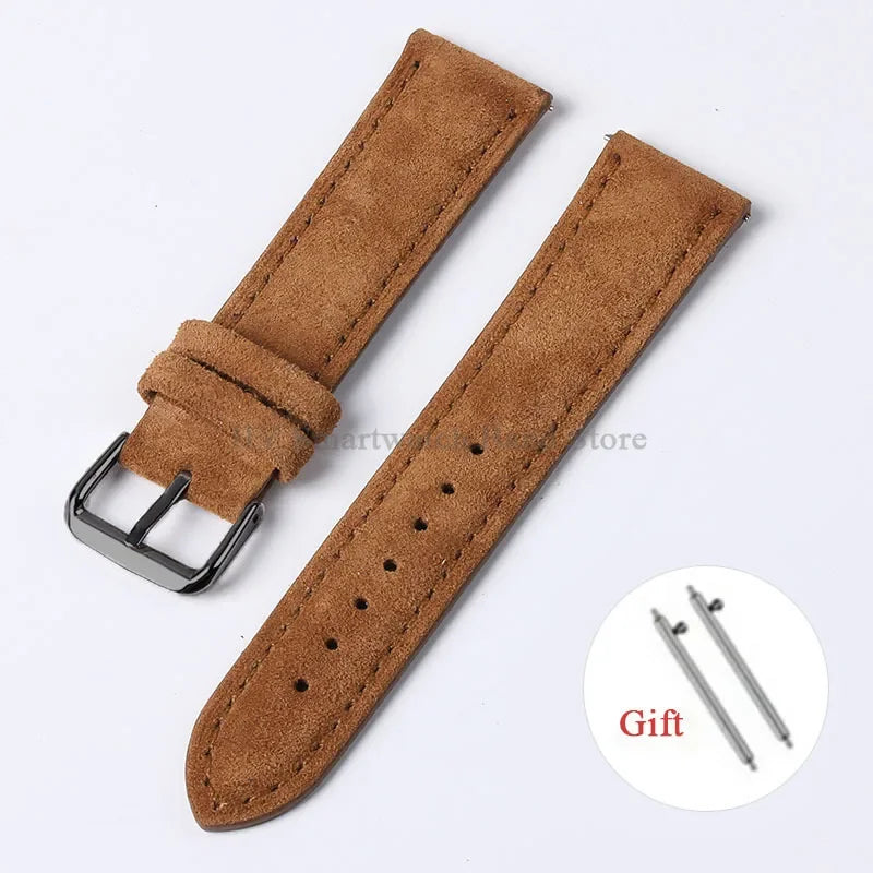 Motorola Moto Suede Leather Band with Buckle Options — Brown / Black Buckle