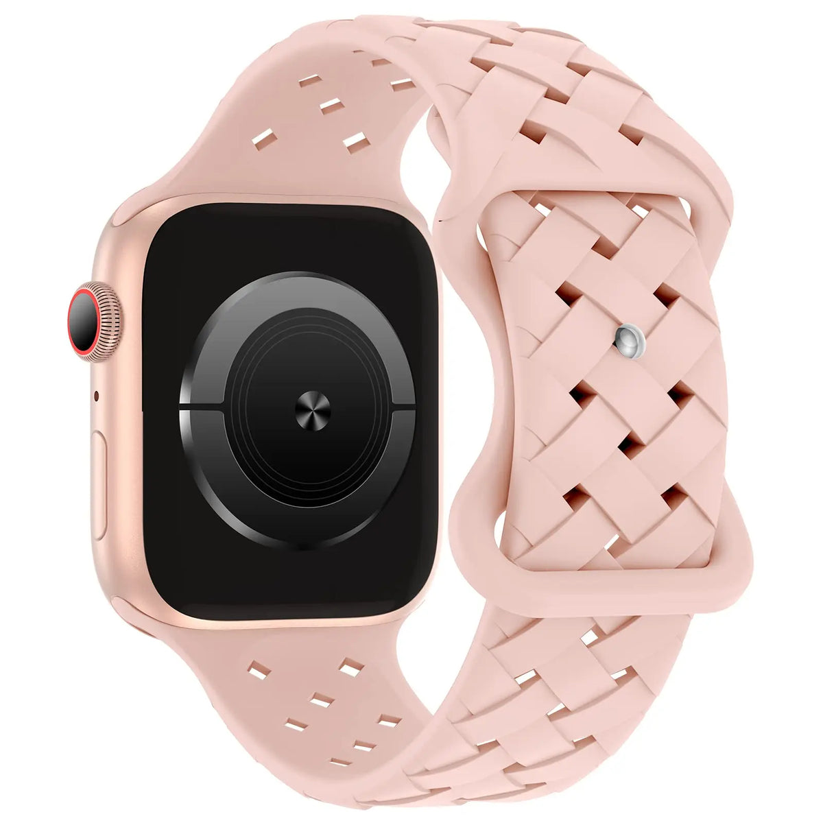 Basket Weave Silicone Apple Watch Band in Blush Pink