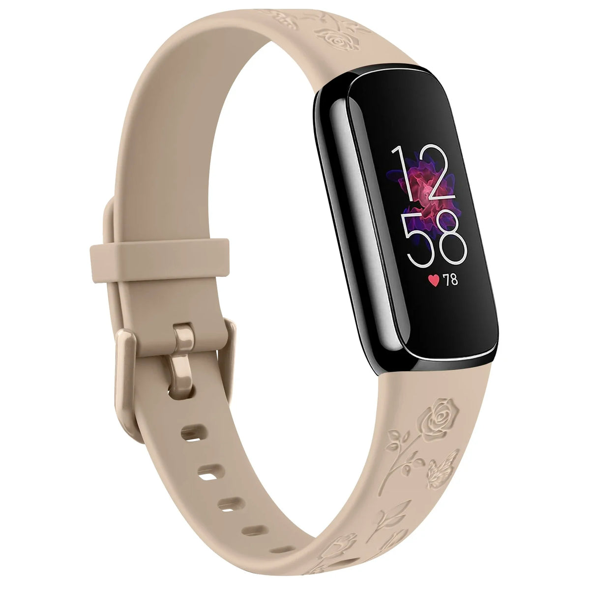 Fitbit Luxe Floral-Engraved TPU Band - Beige