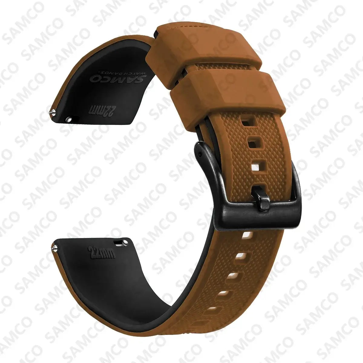 Amazfit Textured Silicone Band with Buckle Choices — Brown / Black / Black Buckle