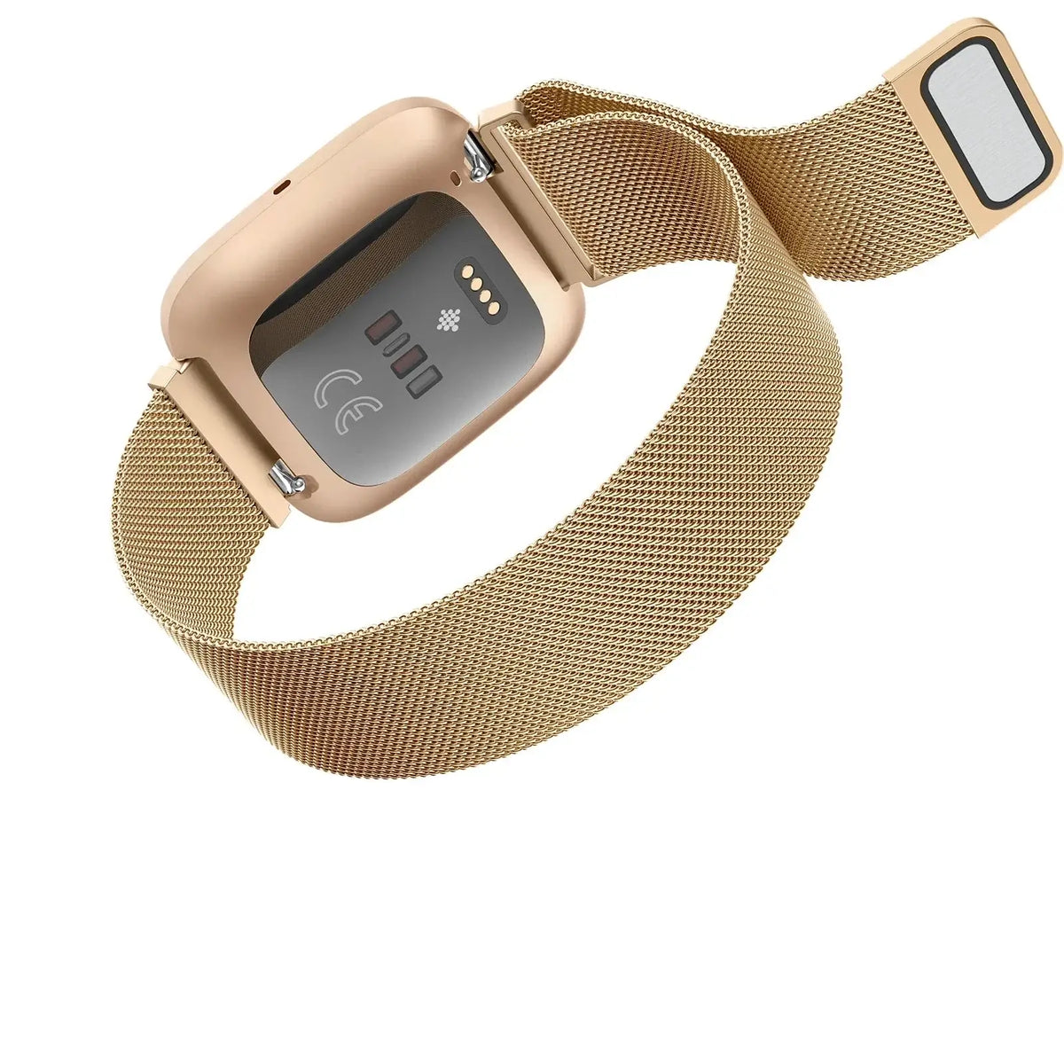 Fitbit Versa & Sense Magnetic Steel Mesh Loop Band - Gold-tone mesh band rear view