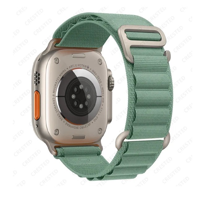 Alpine Style Nylon Apple Watch Loop with Metal Hook in Sage Green