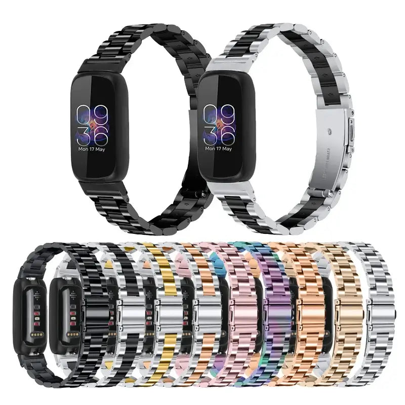Fitbit Inspire 3 Stainless Steel Three-Link Band - Steel bracelet finish options