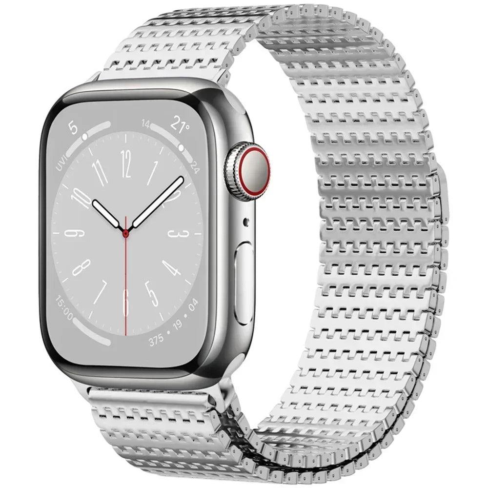 Silver textured mesh band for Apple Watch