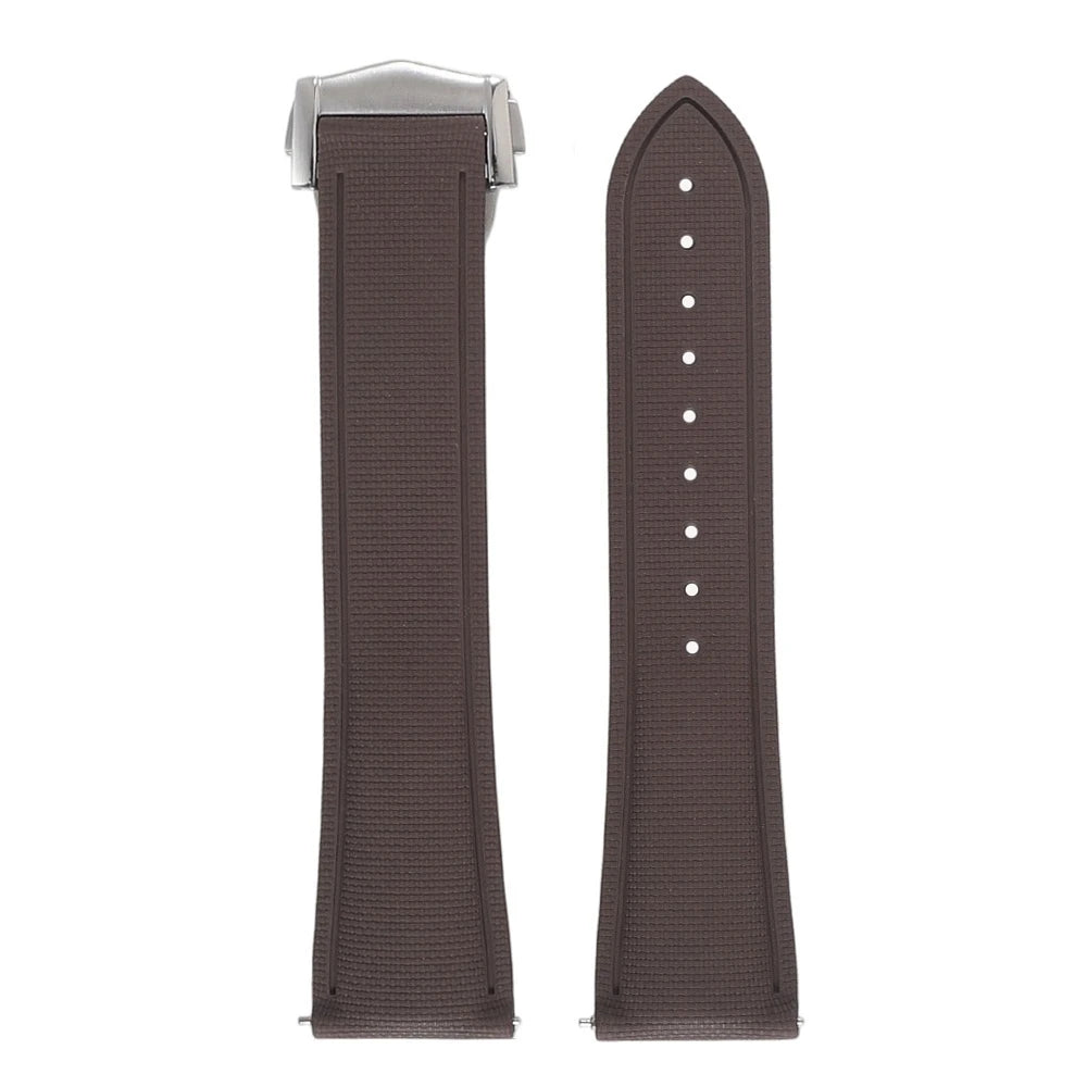 Garmin Sailcloth-Texture FKM Rubber Band in Coffee with Silver Clasp
