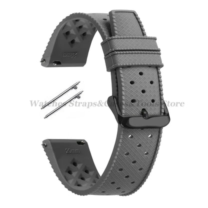Garmin 18/20/22mm Quick Release Tropic-Style Silicone Band in Gray with Black Buckle