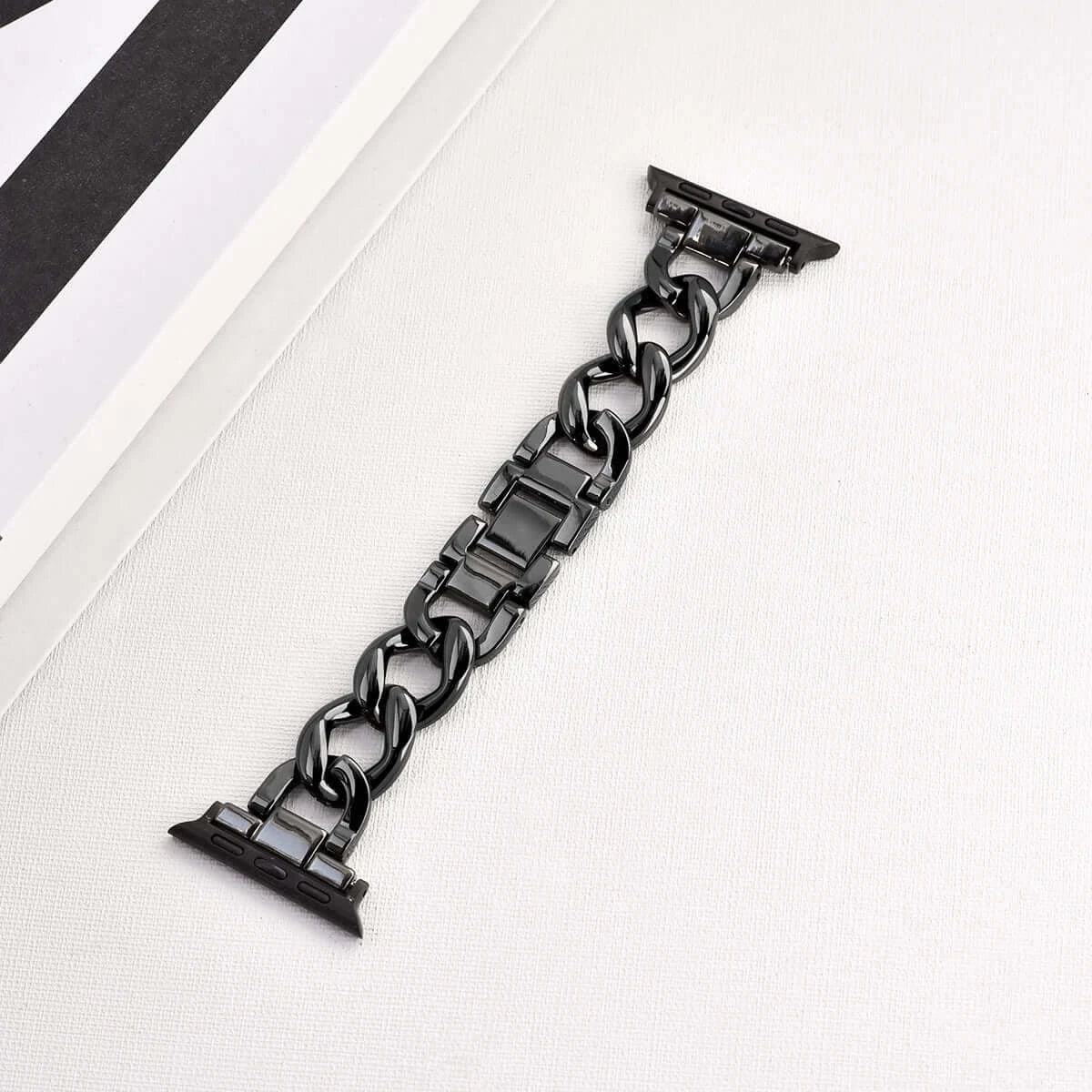 Black mixed-link stainless steel Apple Watch chain band