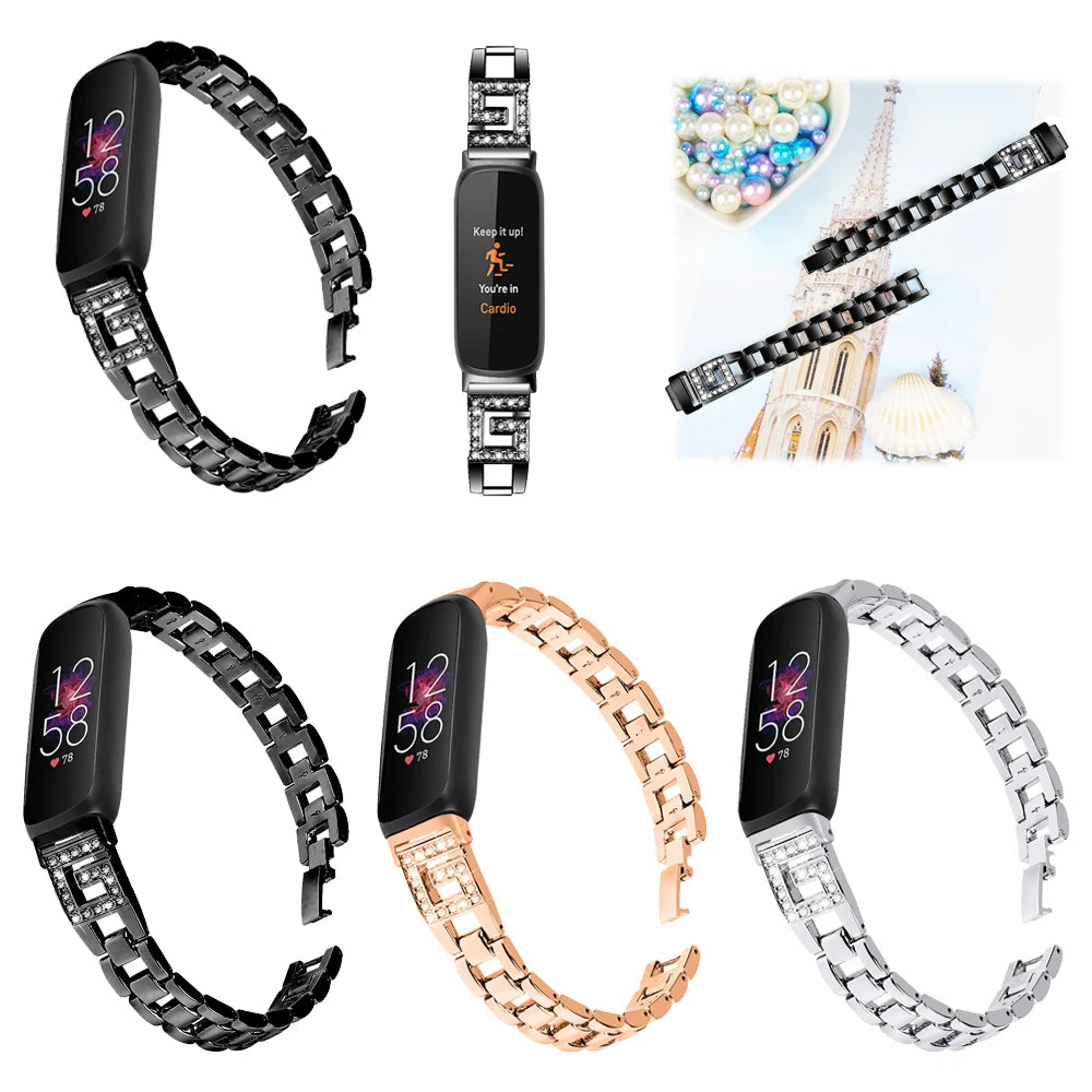 Fitbit Inspire 3 Sparkling Square-Link Metal Band - Sparkling bracelet finish options