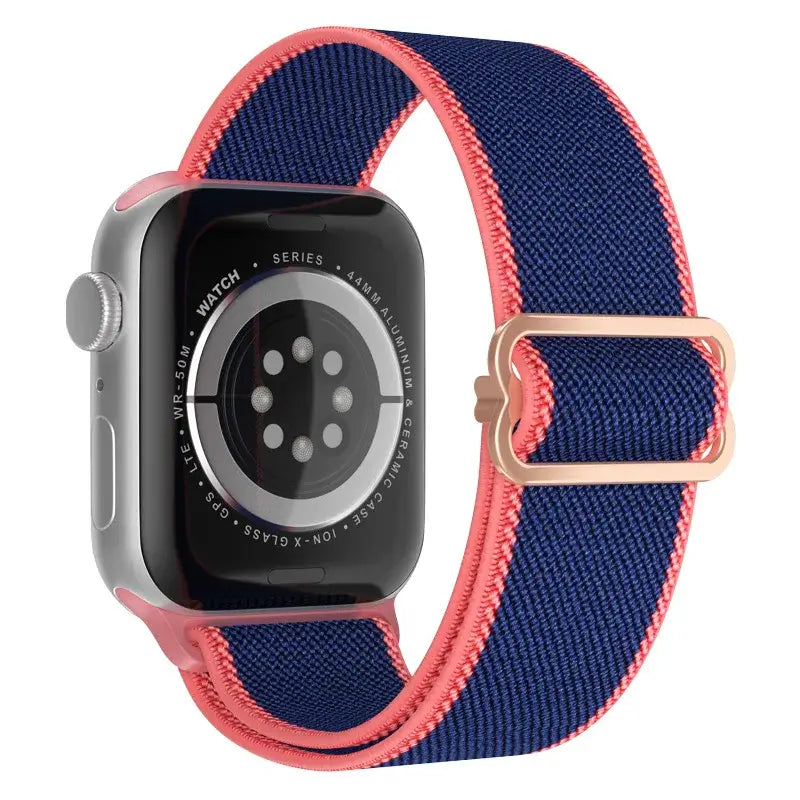 Navy / Pink adjustable stretch nylon Apple Watch band