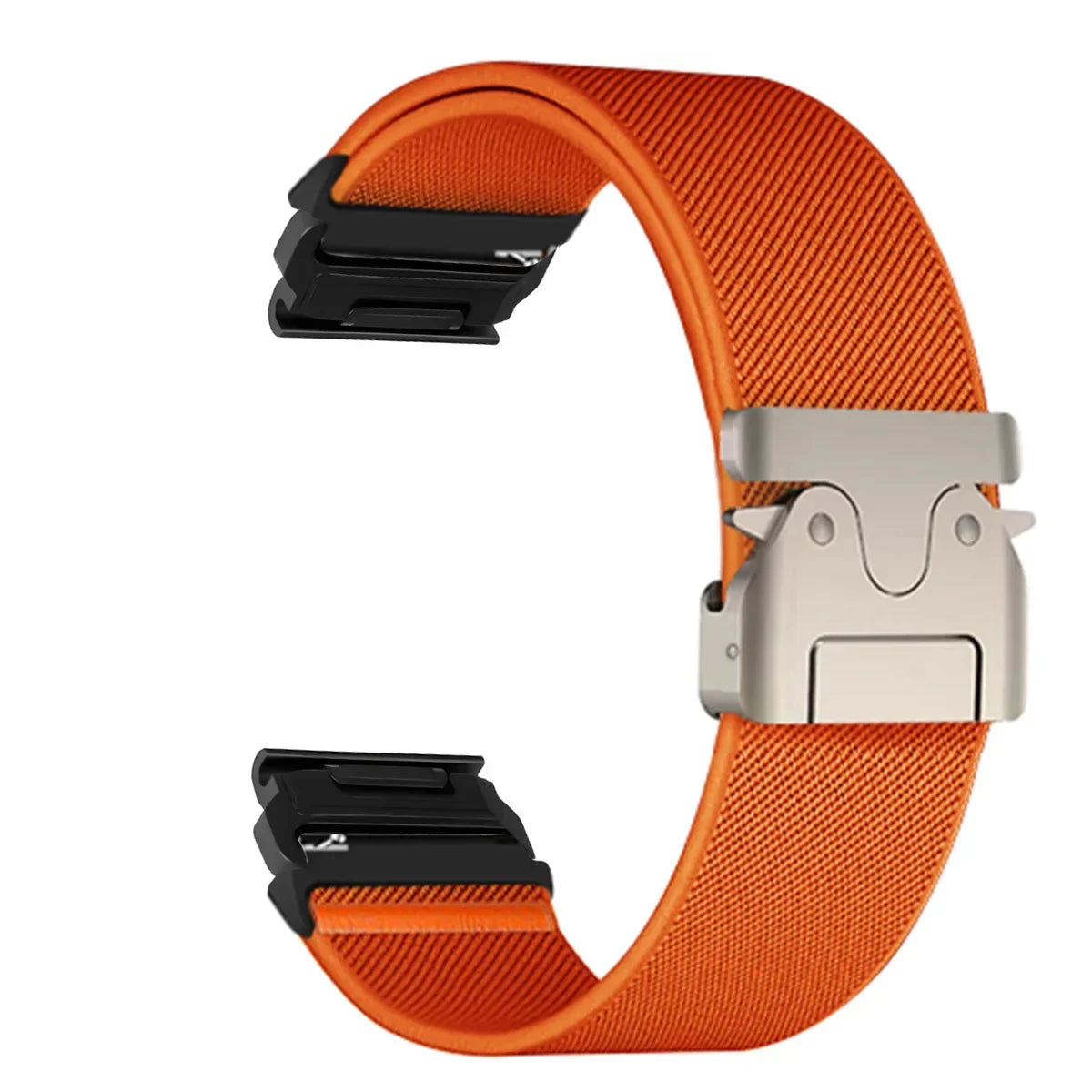 Garmin QuickFit Nylon Band - Clasp and Slider Styles orange clasp strap with black connectors