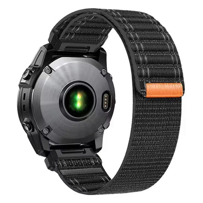 Black / Orange Garmin QuickFit 22/26mm Canvas Nylon Loop Band