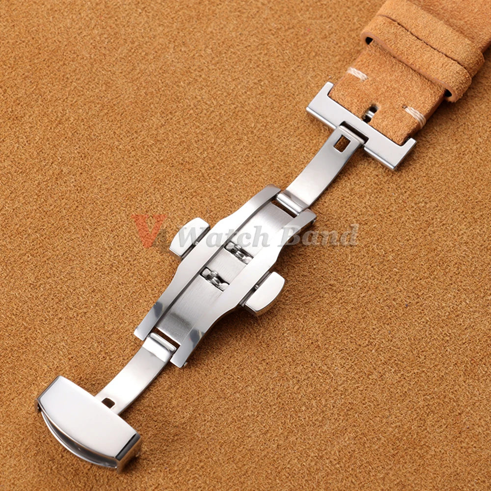 Garmin Suede Butterfly Clasp Band — butterfly clasp close-up