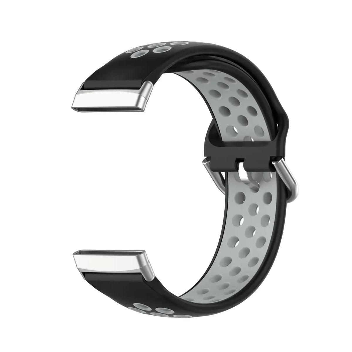 Fitbit Versa 3/4 & Sense 1/2 Two-Tone Perforated Band - Black and gray strap