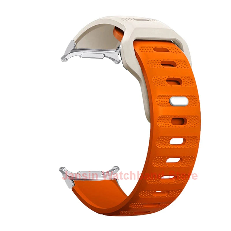 Samsung Galaxy Silicone Sport Watch Band - Ultra/Ultra2 Replacement in Starlight Orange, durable strap for active lifestyles.
