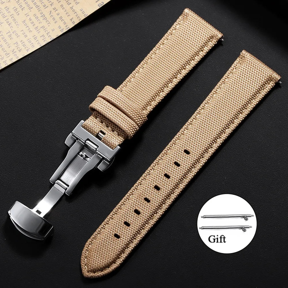 COROS Sailcloth Nylon Watch Band with Butterfly Clasp - Khaki