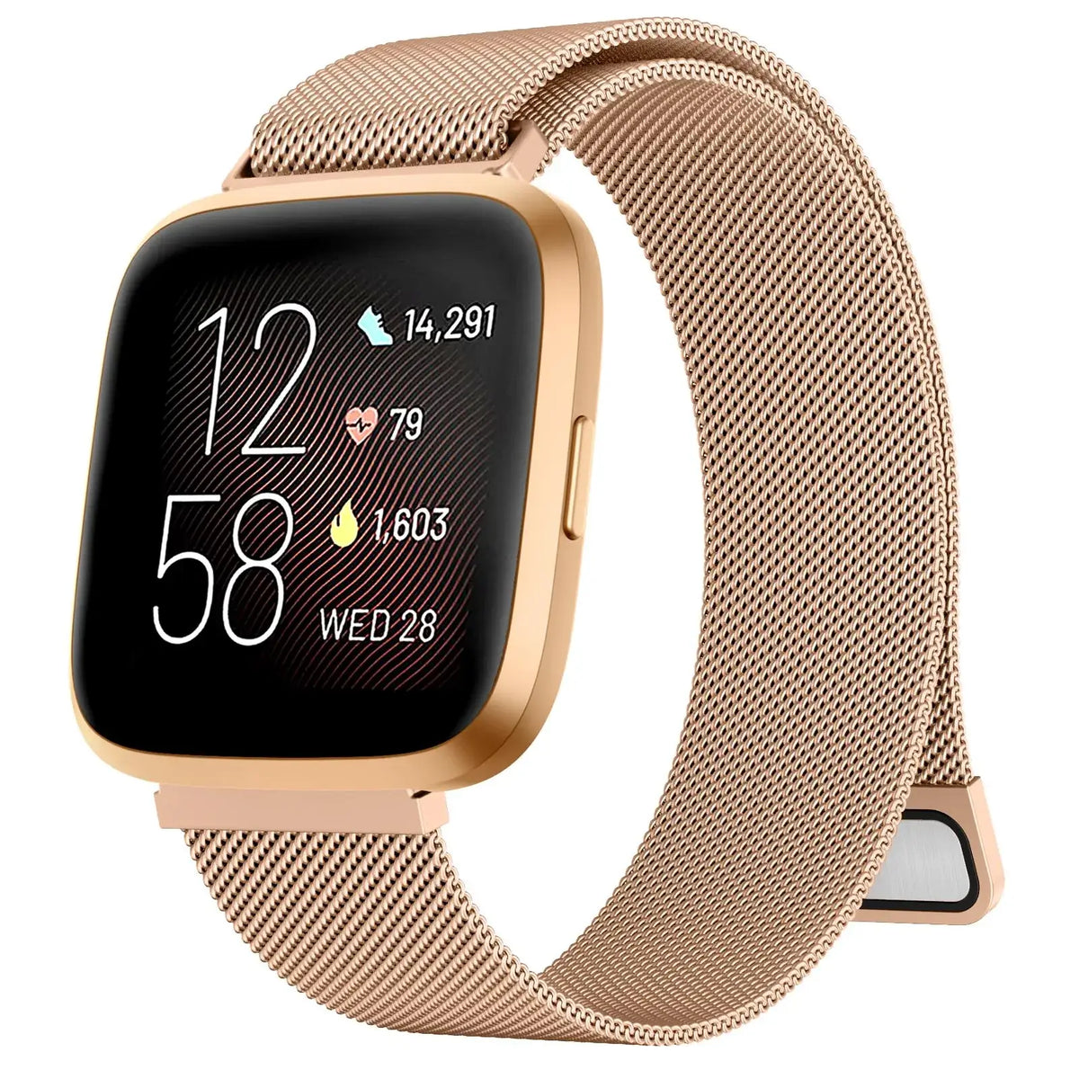 Fitbit Versa & Sense Magnetic Steel Mesh Loop Band - Rose Gold