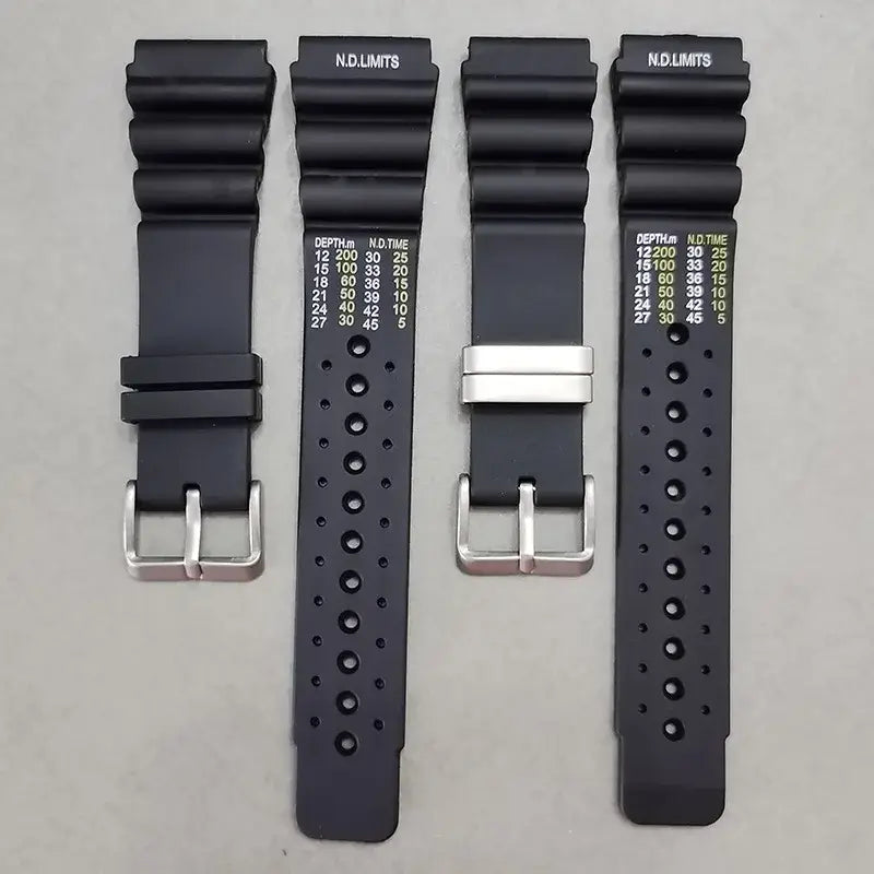 Black ribbed silicone bands with keeper options