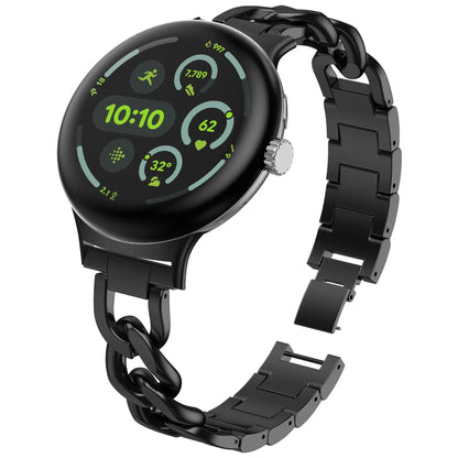Black Google Pixel Watch 5, 4 and 3 Chain Link Stainless Steel Band