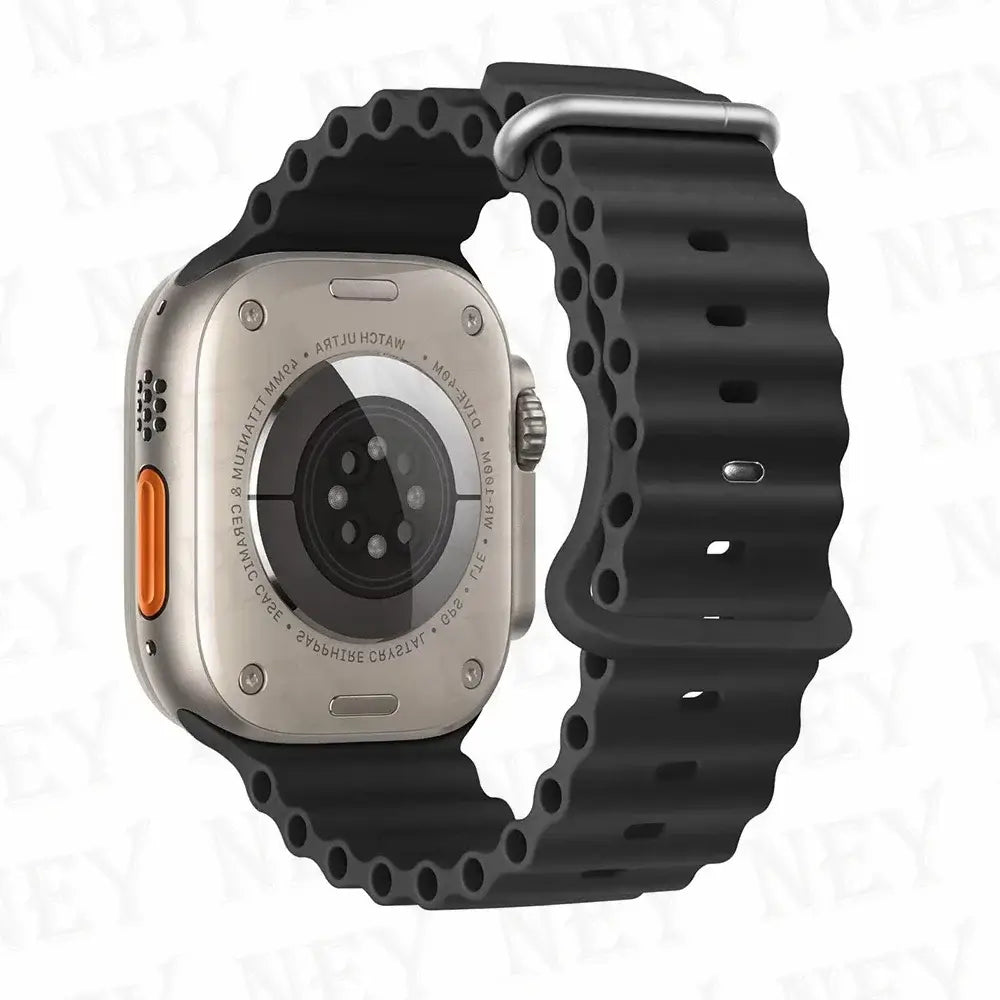 Black tubular silicone Apple Watch band