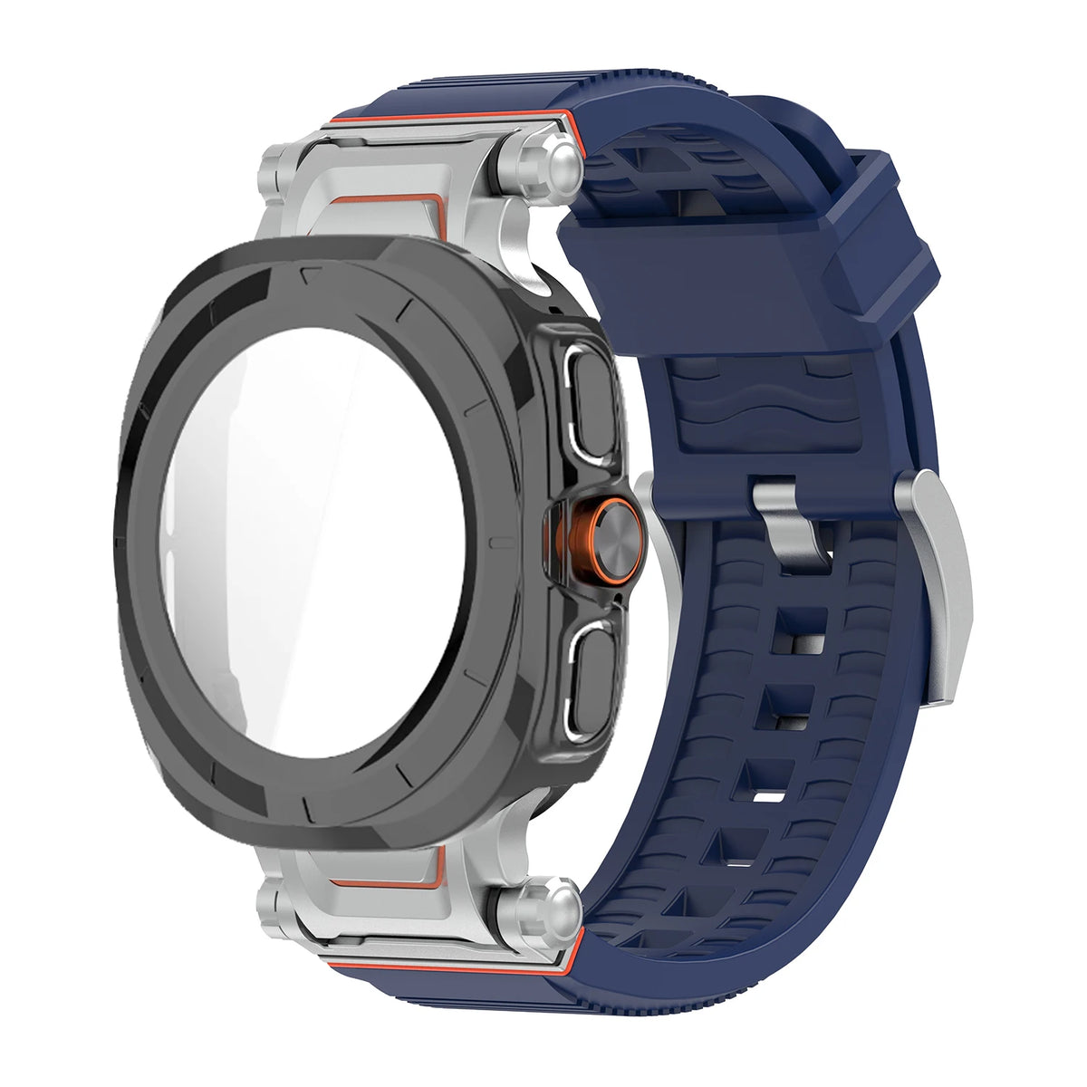 Samsung Galaxy Ultra/Ultra2 Silicone Sport Watch Band - Acrylic Case in BK Midnight Blue with rugged design for Ultra + Ultra2 models