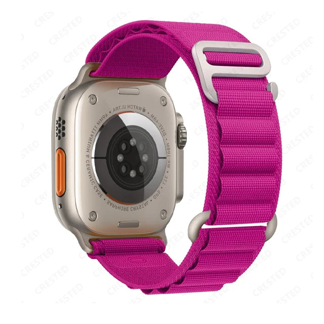 Alpine Style Nylon Apple Watch Loop with Metal Hook in Magenta