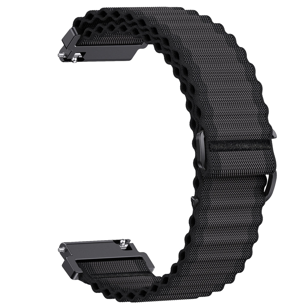 OnePlus Watch Band Quick Fit Nylon Strap Sport Loop Bracelet in black color, designed for comfort and style.