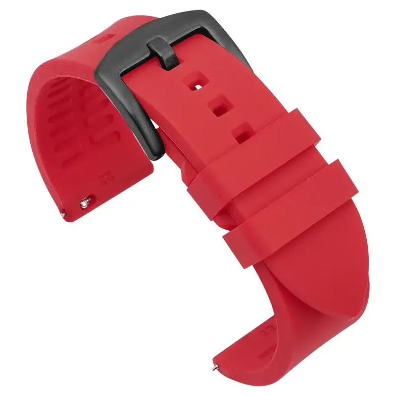 TicWatch Smooth Silicone Band with Textured Underside - Red / Black Buckle