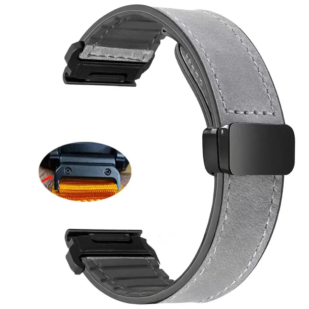 Garmin QuickFit Magnetic Leather Band in Gray - Style 2