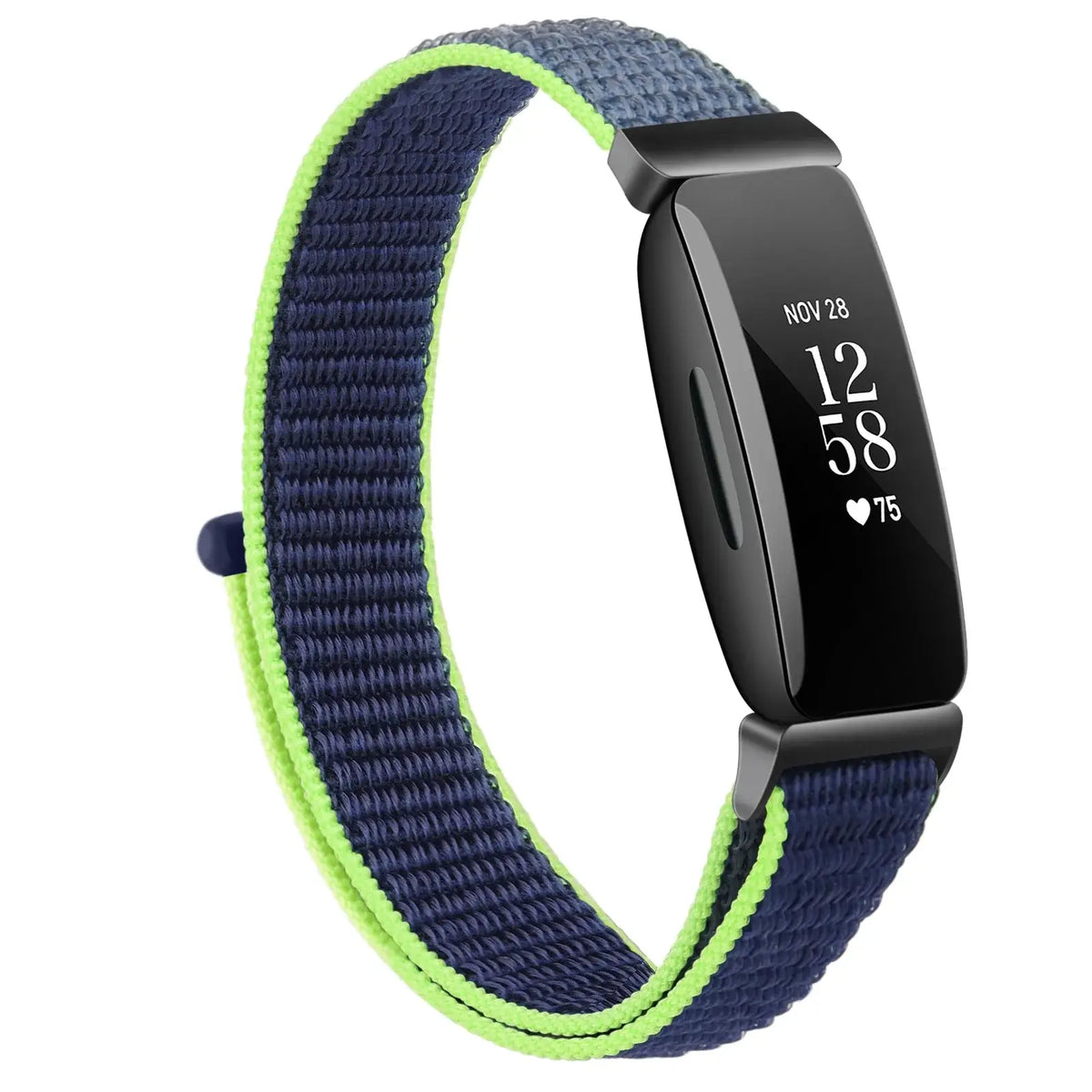 Fitbit Inspire 1/2/HR Nylon Hook-and-Loop Band - Navy / Lime