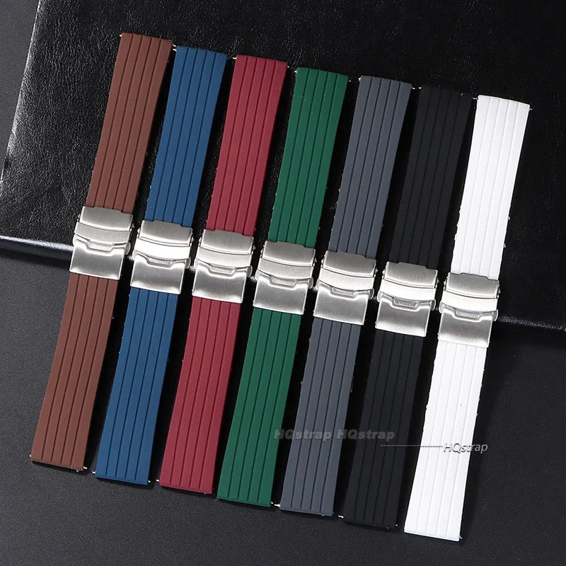 OnePlus Watch Band Silicone Rubber Strap Deployment Buckle Black Brown Green in various colors