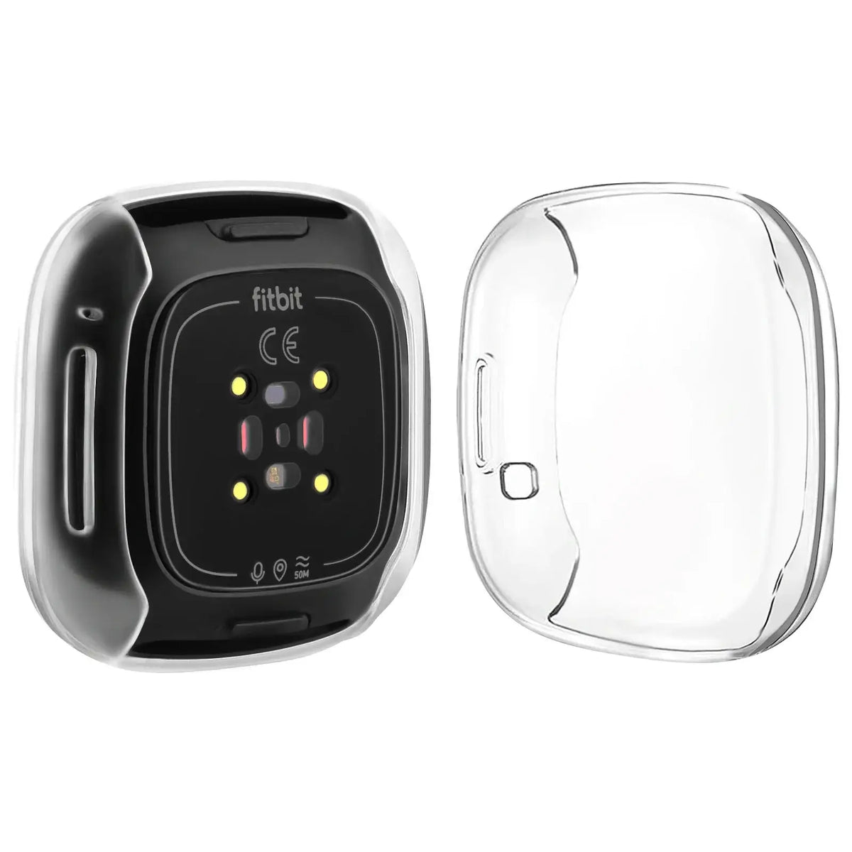 Clear case for Fitbit Versa and Sense, providing luxury protection and enhanced comfort for your smartwatch.