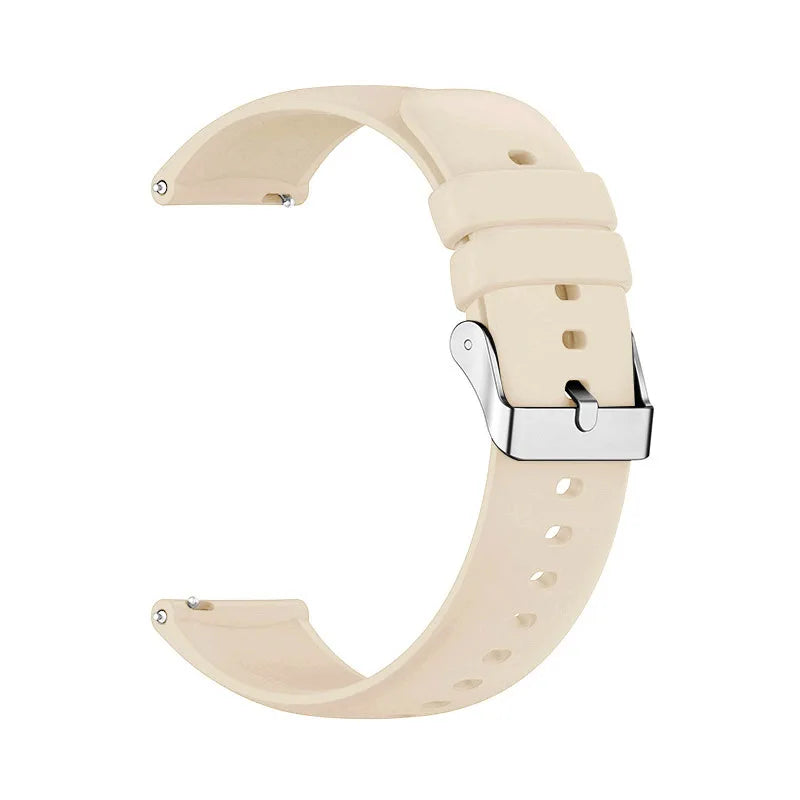 Motorola Moto Watch Bands Silicone Replacement Strap with Metal Buckle in cream color.