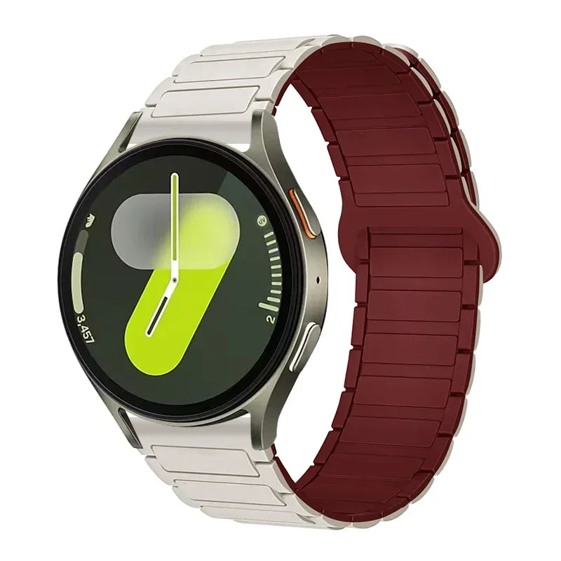 Polar Ribbed Magnetic Silicone Loop Band — Cream / Wine Red
