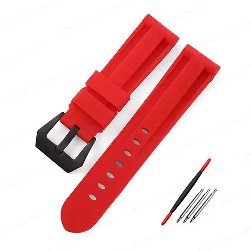 Suunto Recessed-Panel Silicone Band - Red / Black Buckle