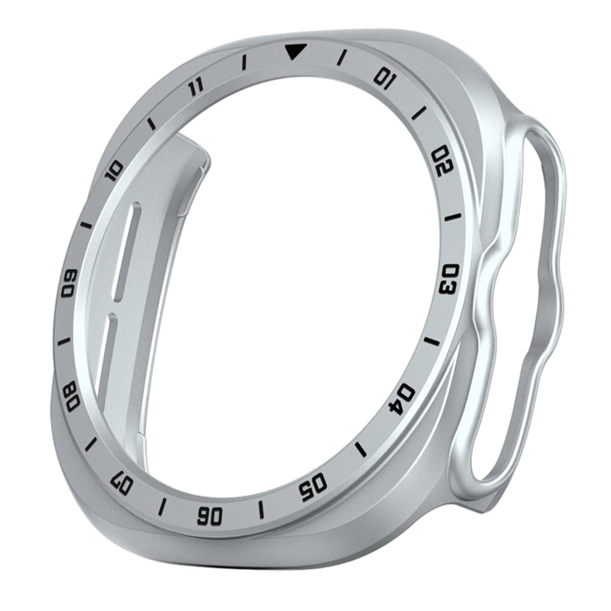 Samsung Galaxy PC Hollow Watch Band - Ultra/Ultra2 Glass Case in silver with precise markings for robust protection.