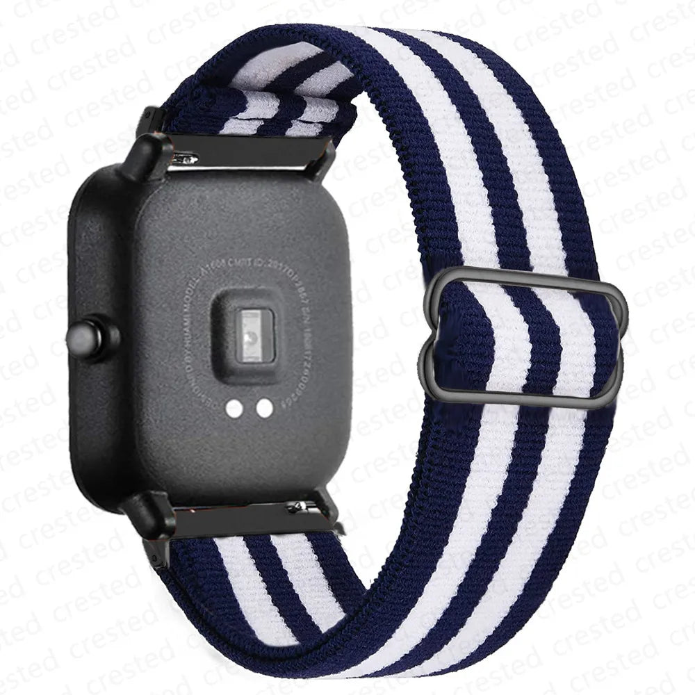 Adjustable Nylon Loop Band for Motorola Moto — Navy / White Stripes