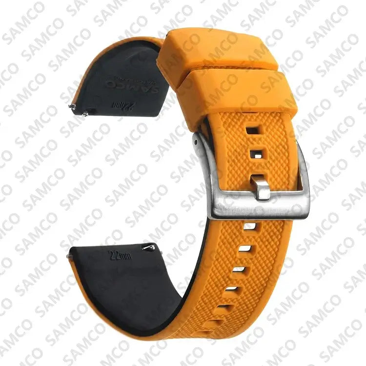 Amazfit Textured Silicone Band with Buckle Choices — Orange / Black / Silver Buckle