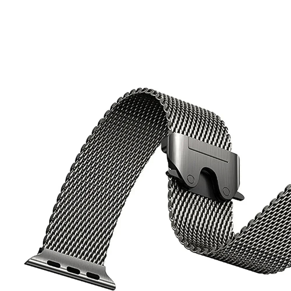 Metal mesh loop with clasp and watch connector for Apple Watch