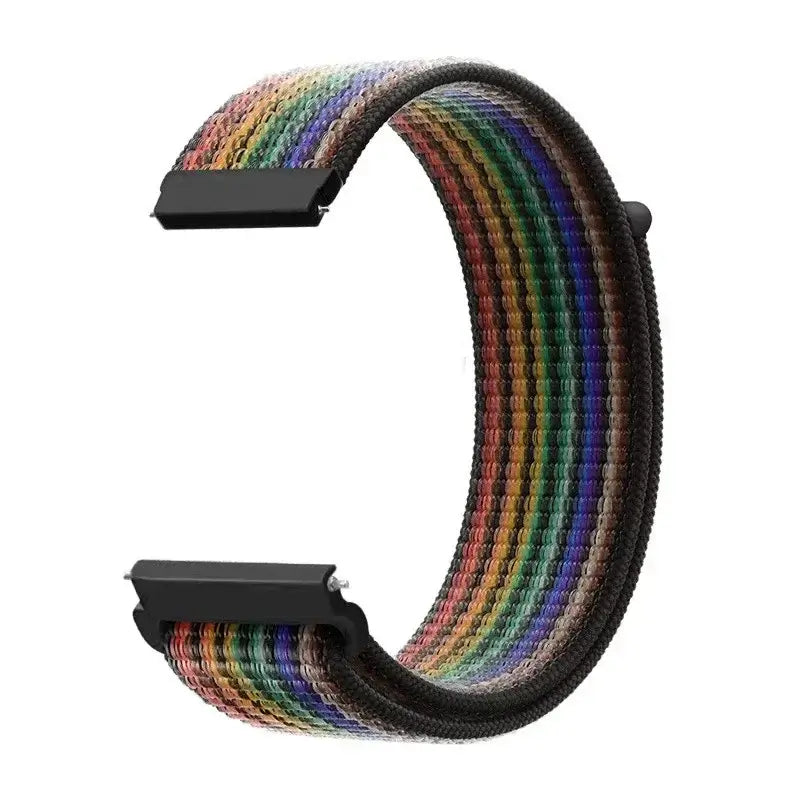 Amazfit Adjustable Nylon Sport Loop Band — Dark Rainbow Stripes