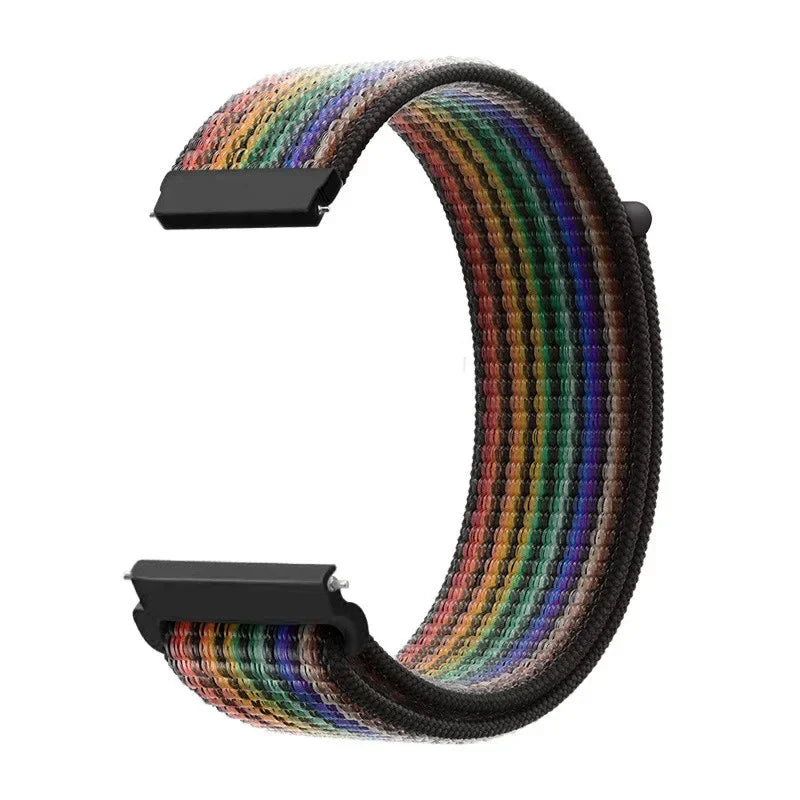 Polar Adjustable Nylon Sport Loop Band – Dark Rainbow Stripes