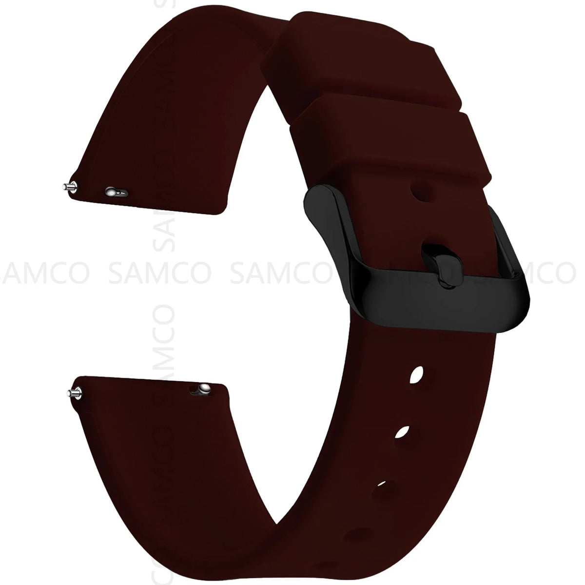 Garmin Curved-End Silicone Band in Dark Brown with Black Buckle
