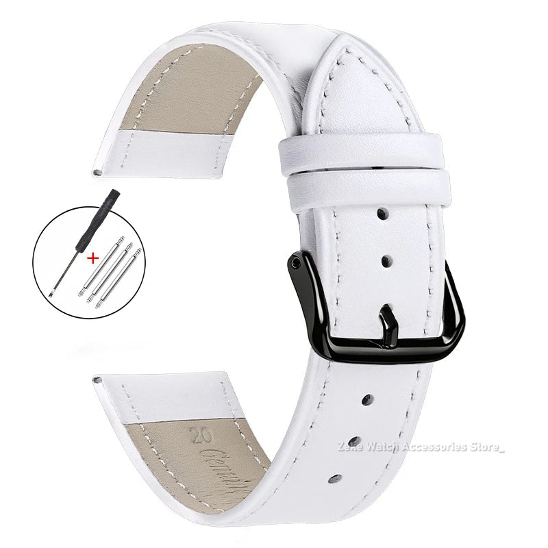 Garmin Slim Calfskin Band in White with Black Buckle