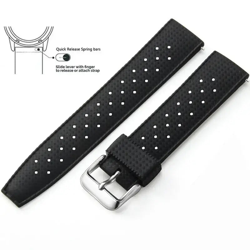 Tropic Silicone Band for Amazfit – Black / Silver Buckle (Option 1)