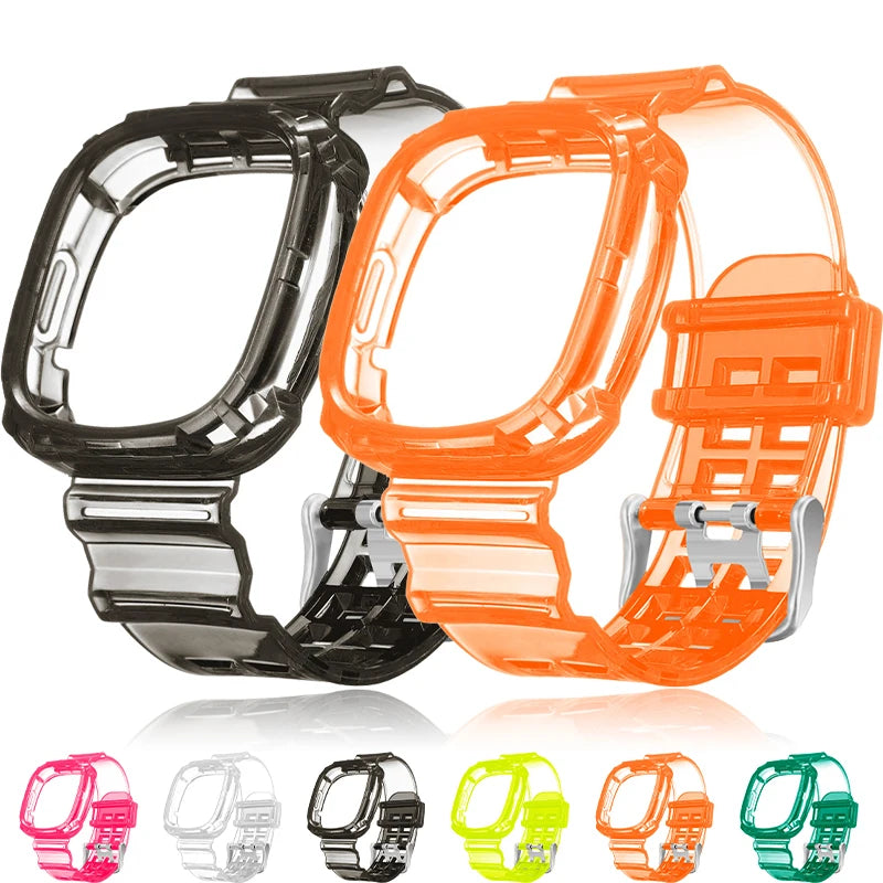 Fitbit Versa 4 and Versa 3 Clear Band with Built-In Case