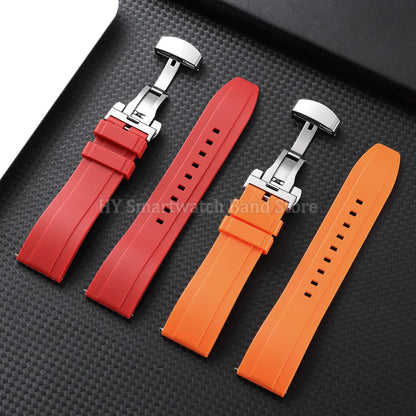 Garmin Silicone Butterfly Clasp Band in red and orange